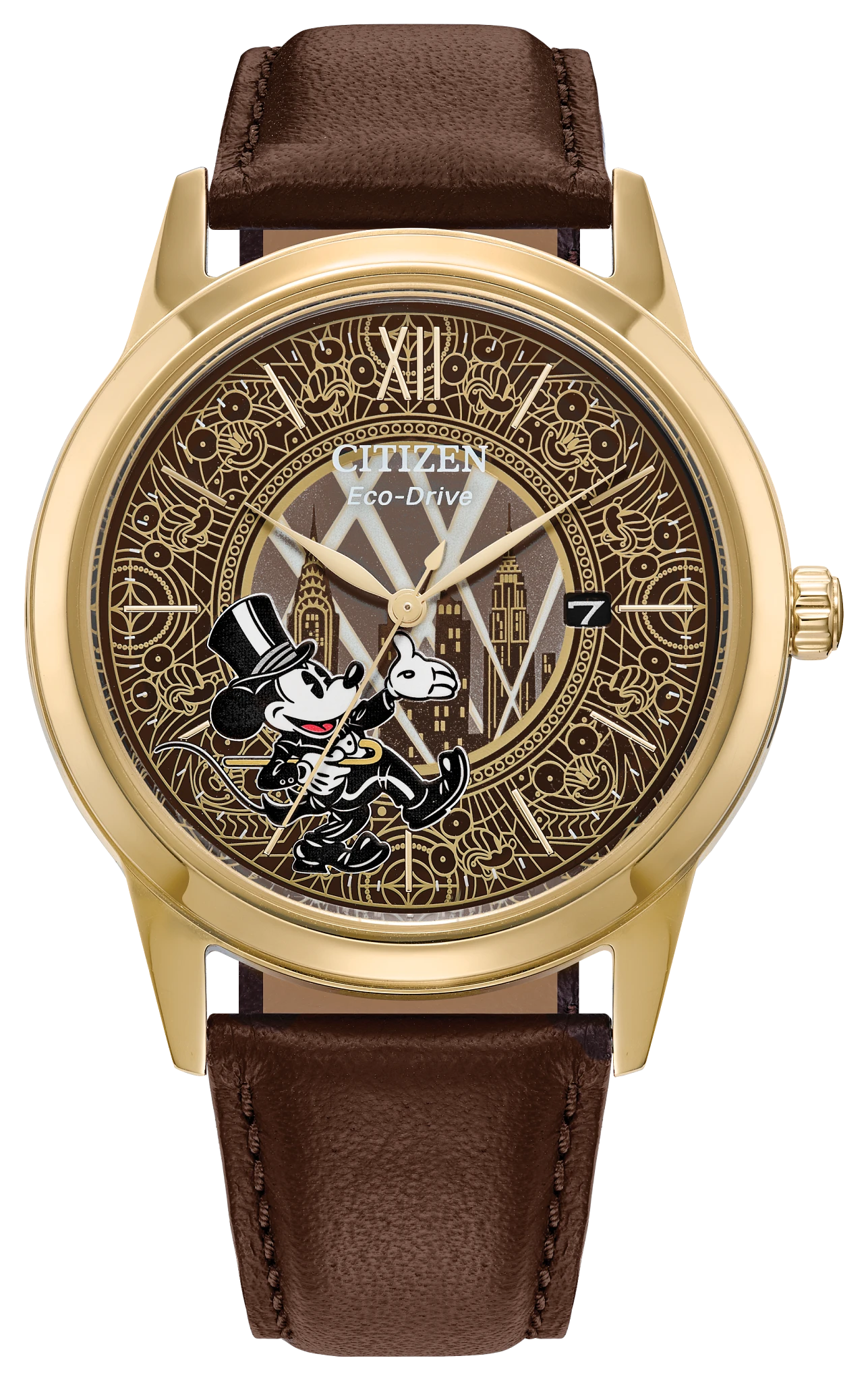 Mickey Mouse Fanfare Brown Dial Leather Strap AW1783-43W | CITIZEN